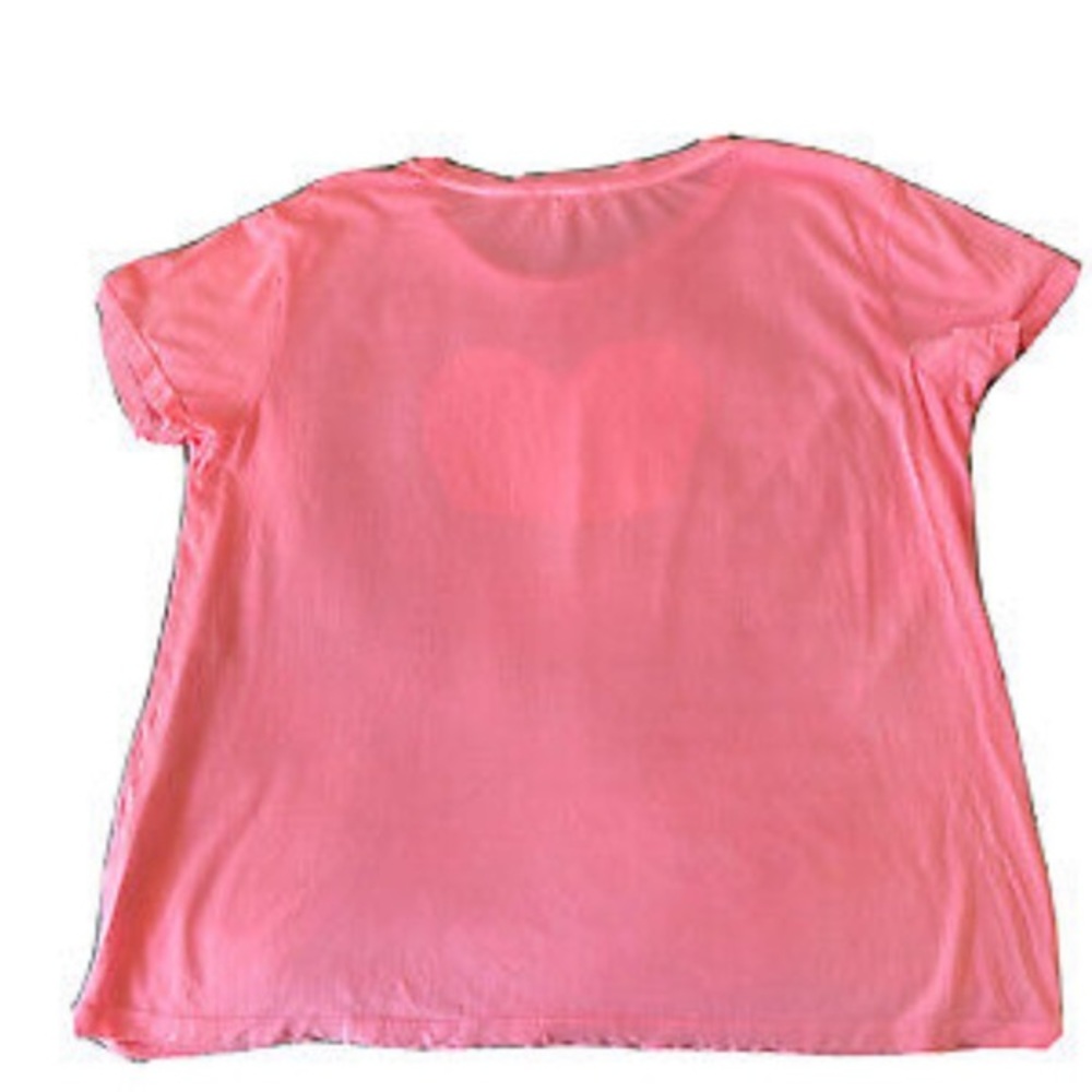 SUNDRY Size 1 Small 4-6 Pop Peach Pink Gradient Heart T-Shirt Cotton Modal NWT - Picture 2 of 4